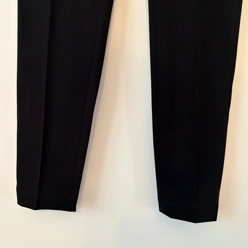 Akris Punto Pintuck Crease Stretch Knit Pants Black Size US 12 Minimalist Office